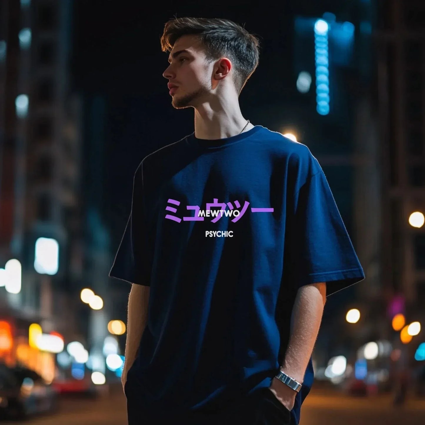 Mewtwo Navy Blue Oversize Tshirt - Getsetwear
