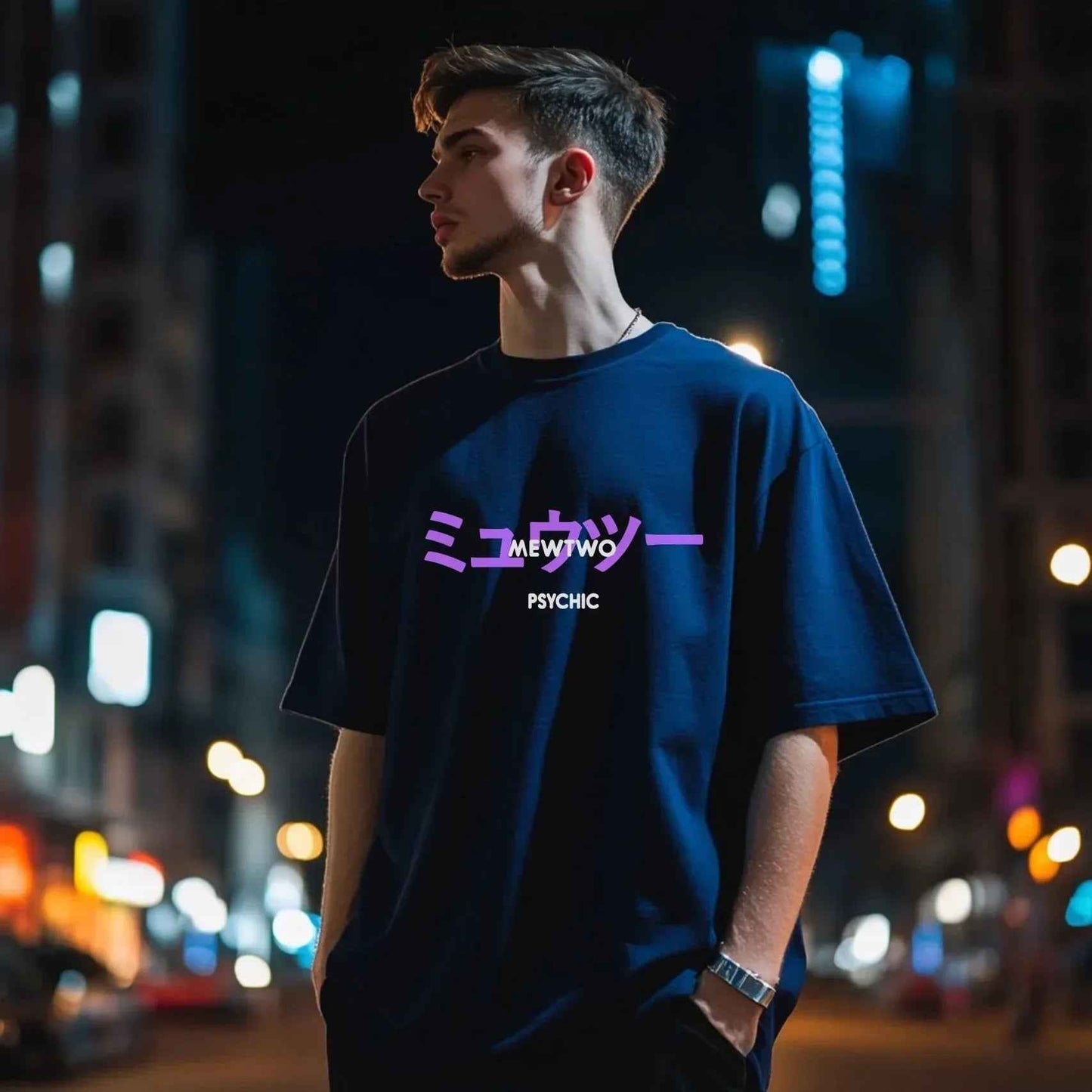 Mewtwo Navy Blue Oversize Tshirt