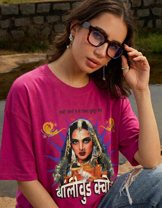 Rekha Bollywood Queen Pink Tshirt