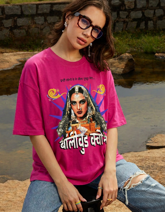 Rekha Bollywood Queen Pink Tshirt