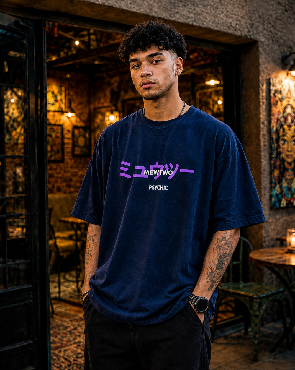 Mewtwo Navy Blue Oversize Tshirt